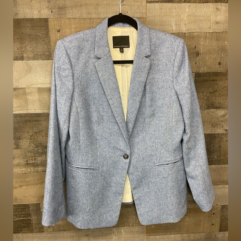 Banana Republic Nova Fides Woven in Italy Longline Wool Blazer Size 14